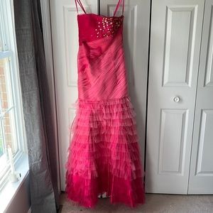 Bari Jay - Shimmer Pink Strapless Gown